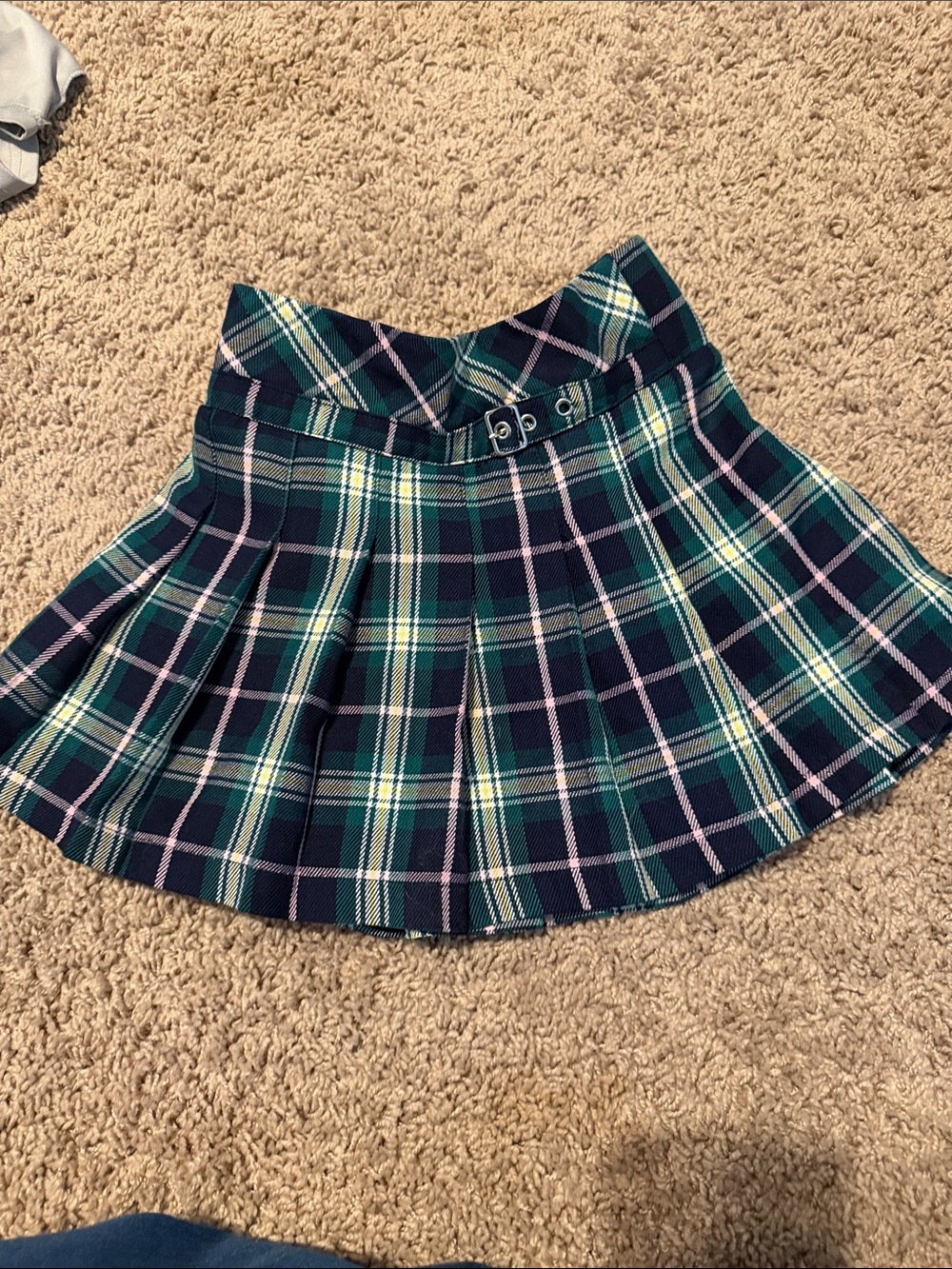 Limited Too Navy Green Purple Plaid Pleated Skirt